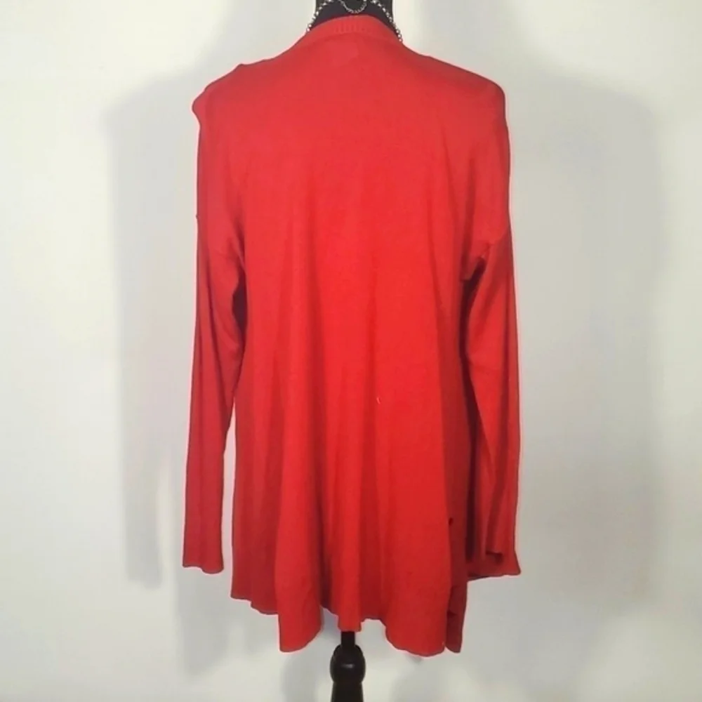 Chico's Size 2 (Large) Red Open-Front Cardigan Sweater/Jacket